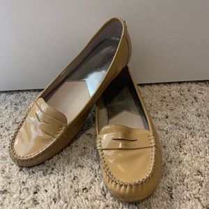 Michael Kors tan patent loafers